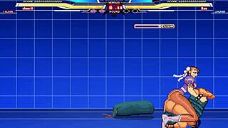 Chun-Li battles Long in hentai sex with cumshot.