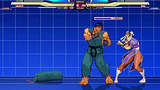 Chun-Li battles Long in hentai sex with cumshot.