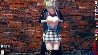 Bright AI Girl in 3D Hentai - Blonde JK Erotic Play