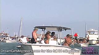 Your favorite bartender flashes panties and thong in public outdoor party