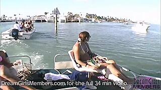 Your favorite bartender flashes panties and thong in public outdoor party