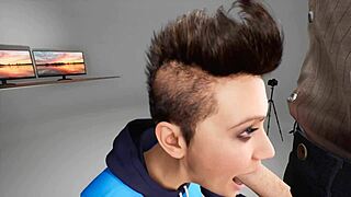 Teen 18+ in 3d hentai gives sloppy deepthroat blowjob