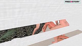 INTENSE animated 3D threesome: TWO MEN FUCK cute girl in ALL HOLES with DOUBLE PENETRATION