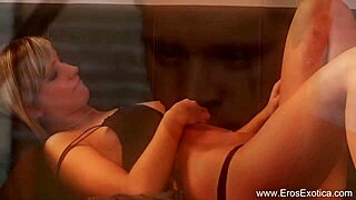 Blonde lover sharing intimate moments with passion