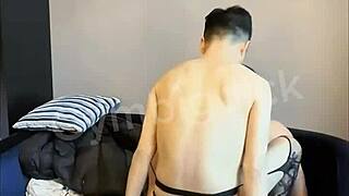 Asian gay couple's homemade porn with big cock action