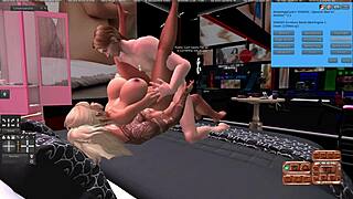 huge threesome with busty girl in second life game 😏